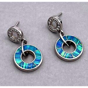 Havana Sterling Silver Earrings Synthetic? Opal Cubic Zirconia Dangle